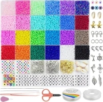 Dazhqp 7000pcs 3mm Glass Seed Beads for Bracelet Making Kit, Small Beads Friendship Bracelet Making kit, DIY Art Craft Girls Gifts (Seed Beads 3mm)