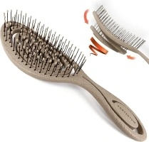 PORTENTUM, No-Tangle Hairbrush, Anti-Knot and Anti-Breakage Detangling Brush. Smooth and Tangle-Free Styling. Natural Hair Care. Suitable for All Hair Types. Made with Natural Materials.