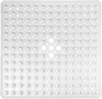 Yimobra Square Shower Mat, Non Slip Bathtub Mats with Suction Cups, Drain Holes, Machine Washable, 53 x 53 cm, Clear