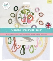 Simply Make Cross Stitch Kit, Vases, Multicoloured, Single Craft Kit, Cross Stitch Kits for Adults, Sewing Kit and Embroidery Kit for Home Crafts, Embroidery Threads Included