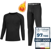 Qyibleri Base Layer Kids - Long Sleeve Top & Leggings Compression Set Thermals for Kids, Athletic Skins for Boys, Thermal Base Layer Set is Best Gift for Football Basketball Sport Ski(black)