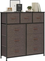 Farini 9 Drawers Dresser for Bedroom, Fabric Drawers Chest Tower with Durable Steel Frame, MDF Top and Adjustable Feet for Bedroom & Home Organization