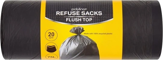 Polylina 20 Refuse Sacks Flush Toop 75L