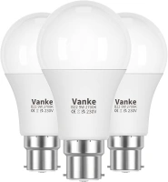 Vanke Bayonet Light Bulb 60w, B22 LED Bulbs Warm White 2700K, 9w Energy Saver Bulb, 806 Lumen, Non-Dimmable, 3-Pack