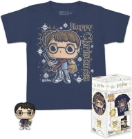 Funko Pocket Pop! & Tee: Harry Potter - Holiday Harry - for Children and Kids - Large - (L) - T-Shirt - Clothes With Collectable Vinyl Minifigure - Gift Idea - Toys and Short Sleeve Top for Boys