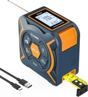 CIGMAN Digital Laser Tape Measure, CT-50 Laser Measure Device with LCD Backlit, Laser Point 50M Working Range, M/In/Ft Unit Switch, Retractable 3M Stainless Steel Tape, Rechargeable Battery Built-in