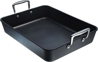 Le Creuset Toughened Non-Stick Rectangular Roaster, 35 cm, 52104350010101, Black