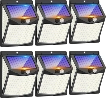 Seklin 6 Pack Outdoor Solar Lights, 238 LED Solar Security Lights and 3 Modes Motion Sensor 270° Wide Angle Solar Powered Lights IP65 Waterproof Solar Wall Light for Front Door, Yard, Garage, Garden