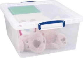 Really Useful Nestable Plastic Storage Box 17.5 Litre Clear (Pack of 3)