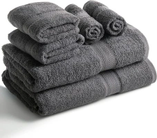 SweetNeedle 6 Piece Towel Set - 2 Bath Towels, 2 Hand Towels and 2 Washcloths Cotton Daily Use Hotel Spa Quality Soft Highly Absorbent Quick Dry Light Weight (Charcoal Grey)