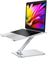 Babacom Laptop Stand Lap Desk, Ergonomic Foldable Computer Stand with Adjustable Height, Ventilated Aluminium Alloy Riser Compatible with MacBook Air, Pro, All 10-16" Laptops (Silver)