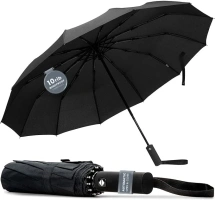 TANNESS Windproof Compact Travel Umbrella with 10 Rib - Automatic Folding Lightweight Portable Umbrella for Rain and Sun Protection - Men and Women