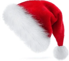 TCJJ Santa Hat, Christmas Hat Holiday for Adults Unisex Velvet Comfort Extra Thicken Xmas Hat for New Year Festive Party Supplies