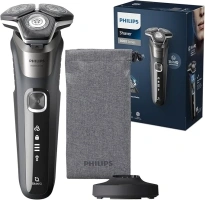 Philips Shaver Series 5000 - Wet & Dry Electric Shaver in Carbon Grey with 1 x Integrated Pop-up Trimmer, Soft Pouch, Protective Cap and Charging Stand (Model S5887/13)