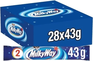 Milky Way Milk Chocolate & Nougat Bars Bulk Box, 28 Bars of 43g