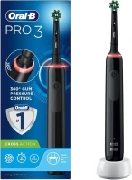 Oral-B Pro 3 Electric Toothbrushes For Adults, 1 Cross Action Toothbrush Head, 3 Modes with Teeth Whitening, 2 Pin UK Plug, 3000, Black