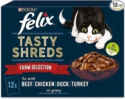 FELIX Tasty Shreds Farm Selection in Gravy Wet Cat Food 12x80g