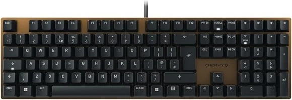 CHERRY KC 200 MX, Mechanical Office Keyboard with Anodised Metal Plate, UK Layout (QWERTY), Wired, MX2A BROWN SWITCHES, Bronze/Black