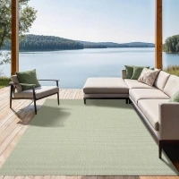 the carpet Mistra Heavy Duty Flat Woven Rugs Modern Design Ideal for Kitchen and Dining Room Trendy Colours Extra Flat Outdoor Rugs Green 80 x 200 cm