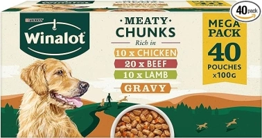 Winalot Dog Food Mixed in Gravy, 40 x 100g (Packaging may vary)