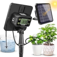 Landrip Solar Powered Automatic Watering System LCD, Programmable Automatic DIY Irrigation System, Holiday Plant Watering Automatic Plant Waterer for Outdoor Patio Potted Plants,Gardening Gift