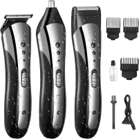 Beard Trimmer Men Eojjoisee Hair Clippers Men,Nose & Ear Trimmer,All-in-One Body Groomer Men Kit, Cordless Rechargeable Hair Clippers with 3 Limit Combs, Stainless Steel Blades (3 in 1)