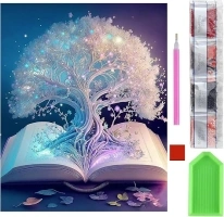 Fadwits Tree of Life Diamond Painting Kits for Adults,5D Diamond Art Kits DIY Full Round Drill Beach Gem Art Kit for Adult Beginners Diamond Art Kit for Home Wall Decor 30 * 40CM