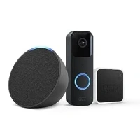 Blink Video Doorbell, Black + Sync Module 2, Works with Alexa + Echo Pop, Charcoal - Smart Home Starter Kit