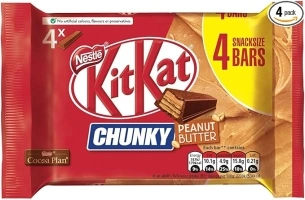 KitKat Chunky Peanut Butter Milk Chocolate Bar Multipack 4x34g 136g