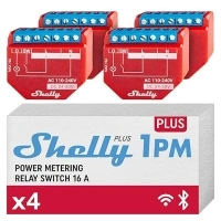 Shelly Plus 1PM - 4 Pack | WLAN & Bluetooth Relay Switch With Power Metering | Home Automation Smart Home | Works With Alexa & Google Home | iOS & Android App | No Hub Required | DIY Lamp Control