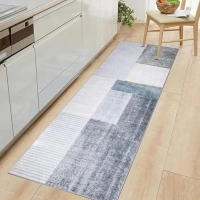 Calore Carpet Runners for Hallways Non Slip Washable Runner Rugs Long Soft Kitchen runner Grey Hallway Hall Runners for Bedroom Hallways Living Room Kitchen (Grey/Blue/Glod, 60 x 240 cm)