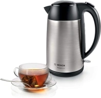 Bosch DesignLine TWK3P420GB Stainless Steel Cordless Kettle, 1.7 Litres, 3000W - Silver & Black