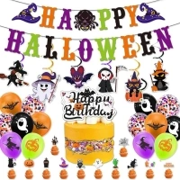 TBIBINWP Halloween Decorations, 50pcs Reusable Halloween Decoration Indoor, Halloween Party Decoration Pack with Banner Balloons Paper Tassels Hanging Swirl Decor Party Supplies