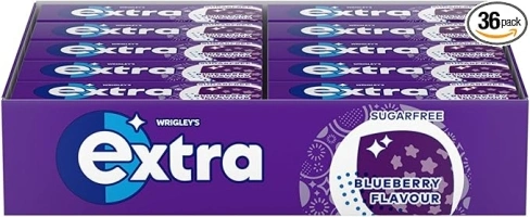 Extra Blueberry Flavour Sugar Free Chewing Gum 10 pieces (1 x30x36 Packs)