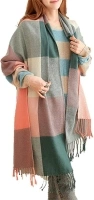 Miss Lulu Women Scarves Winter Long Soft Warm Tartan Check Wraps Wool Spinning Tassel Shawl Stole Scarf Ladies