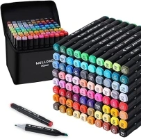 WELLOKB Alcohol Markers, 80 Colors Dual Tip Markers Set, Permanent Marker Pens, Colouring Pens for Drawing, Sketching, Anime and Manga Colouring Books Kids & Adults with Carrying Case