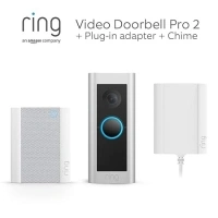 Ring Wired Video Doorbell Pro (Video Doorbell Pro 2) + Plug-In Adaptor and Chime by Amazon | Doorbell camera 1536p HD, Head to Toe Video, 3D Motion Detection, Wifi | 30-day free trial of Ring Protect