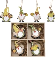 Valery Madelyn 24pcs 6cm Autumn Decorations, Hanging Tree Ornaments with Gnomes, Wooden Pendants for Harvest Halloween Fall Home Decor