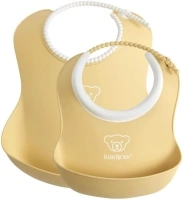 BabyBjörn Feeding Bib Set (Baby Bib + Small Baby Bib), Powder Yellow