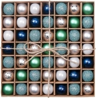 Valery Madelyn Christmas Baubles for Christmas Tree Decoration, 49 Pieces 3cm Artic Village and Silver Blue Shatterproof Christmas Ball Ornaments