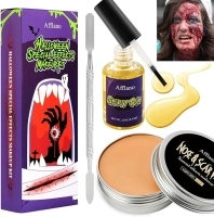 Afflano SFX Special Effects Scar Wax Makeup Kit, Nose Scar Wax 60g+ Fake Wound Moulding Scar Spatula+ Spirit Gum, for Adult Festival Theatrical Burn Stage Fake Cuts Halloween Makeup Cosplay