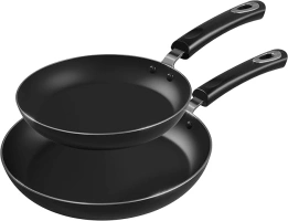 KICHLY Non Stick Frying Pan Set - 2 Pcs Induction Hob Pan Set - Professional Chefs Pan Sets Non Stick - Kitchen Cookware Induction Frying pan 28cm and 20cm (Black, 1 Set of 2)