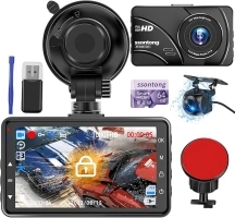 Dash Cam Front and Rear, Dash Cam 1080P Full HD Car Camera Dash Cam W/ 64GB Card Dashcam 170°Wide Angle Dash Camera 3" IPS Screen W/Night Vision Parking Mode Motion Detection G-sensor Loop Recording