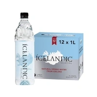 Icelandic Glacial Premium Still Water 1 Litre Recycled PET Bottles x 12 Per Pack – Alkaline/Low PH, Recycled Packaging, BPA Free, Carbon Neutral from Icelandic Spring. Low TDS and Mineral Content.