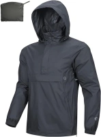 Outdoor Ventures Rain Jacket for Men Waterproof Pullover Lightweight Hooded Windbreaker Outdoor Raincoat Packaway Breathable Windproof Shell Jacket for Travelling, Camping, Running, Hiking