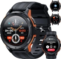 OUKITEL Smart Watch for Men BT10, 1.43" AMOLED Smart Watches with Bluetooth Voice Call for Android iOS Phone, Smartwatch with Heart Rate SpO2 Pressure Sleep Monitor, Waterproof Tactical Fitness Watch