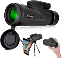 Evershop Monocular Telescopes for Adults 12x50 BAK4 High Power Handheld Phone Monocular Telescopes with Smartphone Holder&Tripod for Bird Watching Hunting Camping Travelling Wildlife