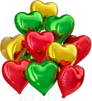 Boojarr Red Green Gold Heart Balloons,10Pcs 18 Inch Heart Shape Foil Balloons, Helium Balloons for Valentines day, Engagement,Wedding,Anniversary,Birthday Party