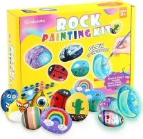 Lekebaby Rock Painting Kit, Arts and Crafts for Kids, Creative Toys & Gifts & Presents for Boys Girls Age 3-12 Year Old