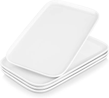 MALACASA Serving Platter, 4 Piece Porcelain Serving Dishes, Rectangular Serving Tray for Entertaining Parties, White Platters for Serving Food, Sushi, Appetizer, Dessert, Dinner